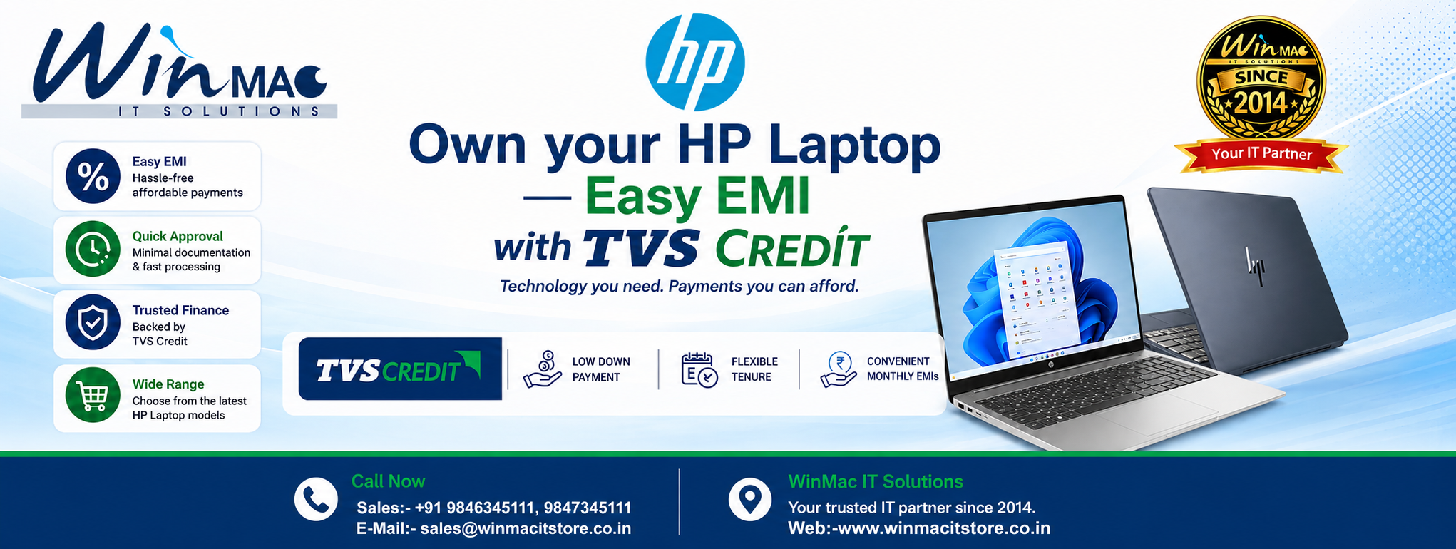HP Laptop Today-Easy EMI with TVS Credit